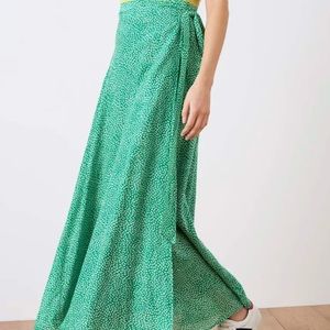💚 NWT Brora Silk Cotton Rice Print Wrap Skirt